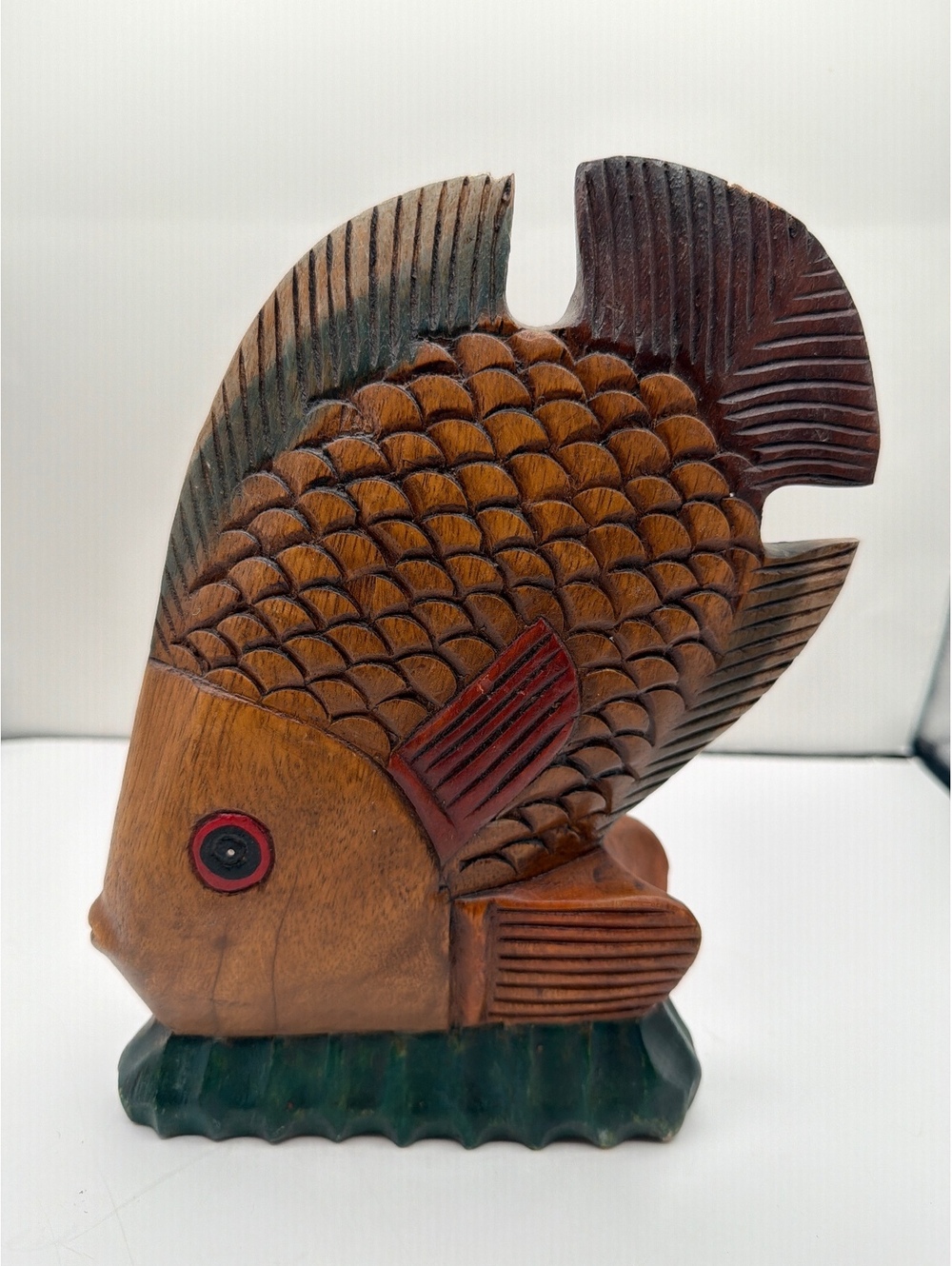 Hand Carved Wooden Fish Sculpture Figurine